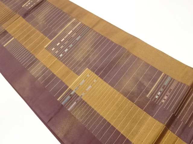 引箔横縞模様織出し袋帯